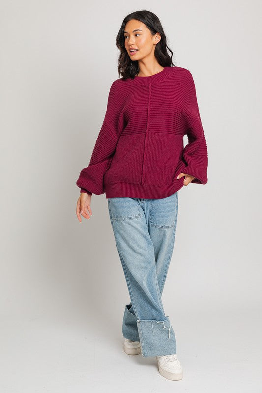 Ribbed Knitted Sweater-Charmful Clothing Boutique