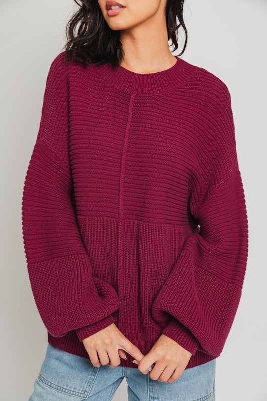 Ribbed Knitted Sweater-Charmful Clothing Boutique