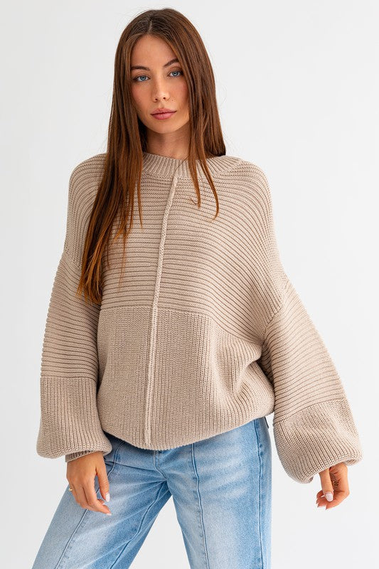 Ribbed Knitted Sweater-Charmful Clothing Boutique