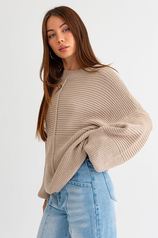 Ribbed Knitted Sweater-Charmful Clothing Boutique