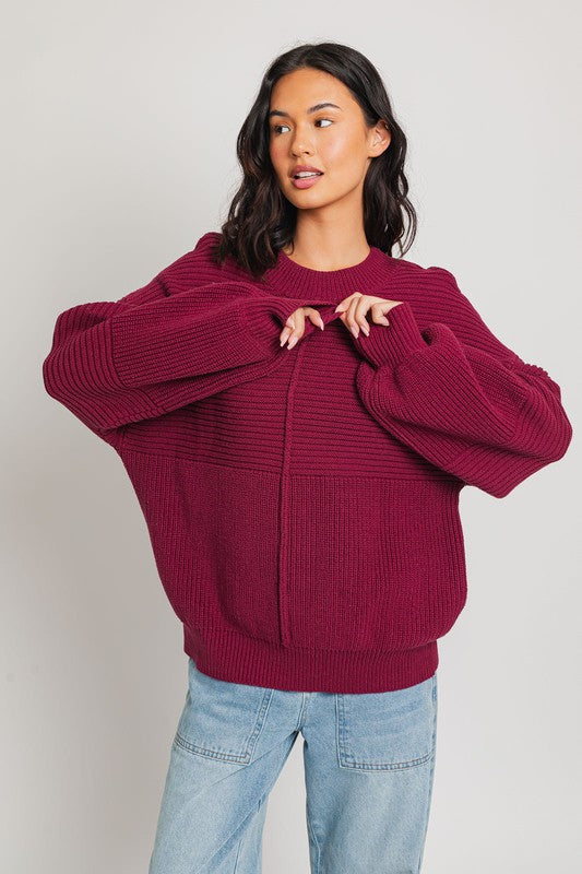 Ribbed Knitted Sweater-Charmful Clothing Boutique