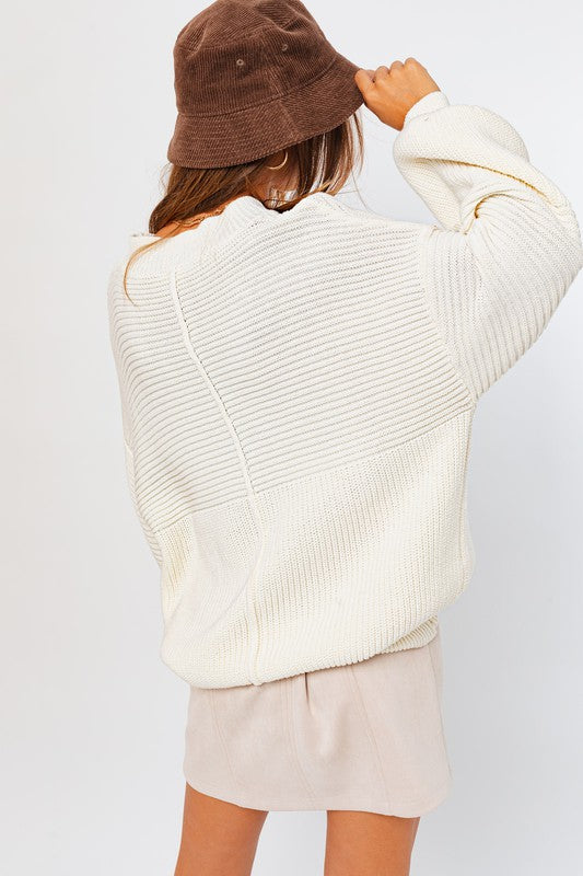 Ribbed Knitted Sweater-Charmful Clothing Boutique