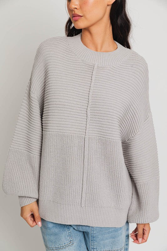 Ribbed Knitted Sweater-Charmful Clothing Boutique