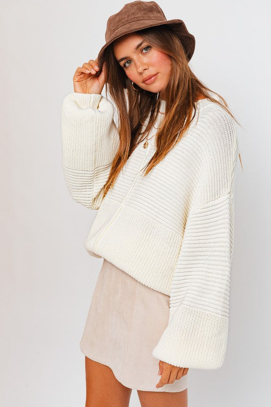 Ribbed Knitted Sweater-Charmful Clothing Boutique