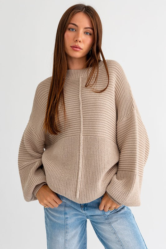 Ribbed Knitted Sweater-Charmful Clothing Boutique