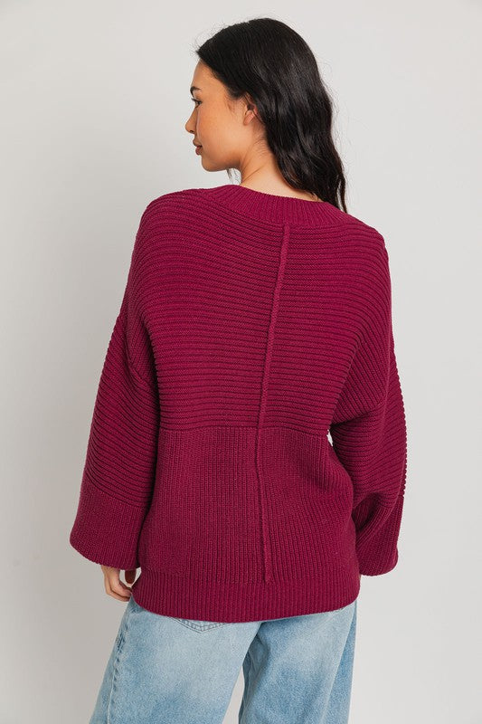 Ribbed Knitted Sweater-Charmful Clothing Boutique