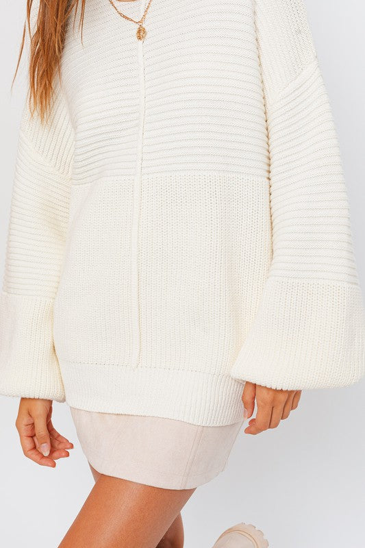 Ribbed Knitted Sweater-Charmful Clothing Boutique