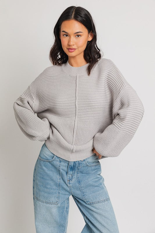 Ribbed Knitted Sweater-Charmful Clothing Boutique