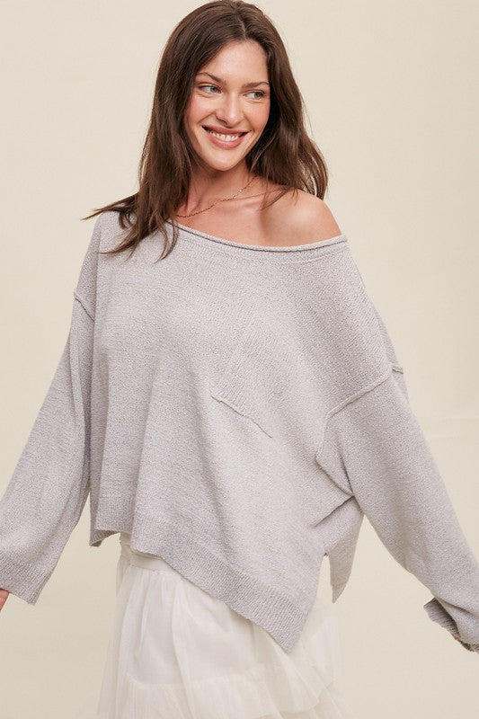 Light Weight Wide Neck Crop Pullover Knit Sweater-Charmful Clothing Boutique
