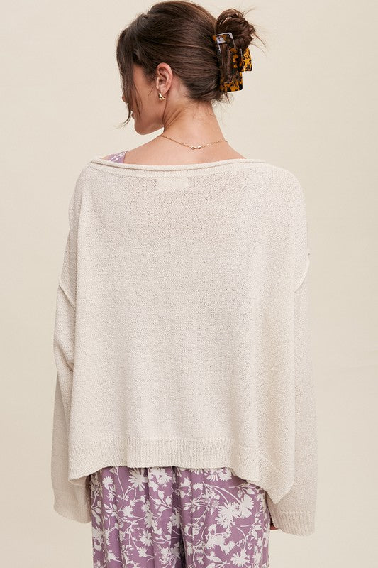 Light Weight Wide Neck Crop Pullover Knit Sweater-Charmful Clothing Boutique