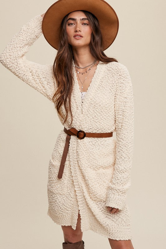 Popcorn Open Knit Cardigan Sweater-Charmful Clothing Boutique