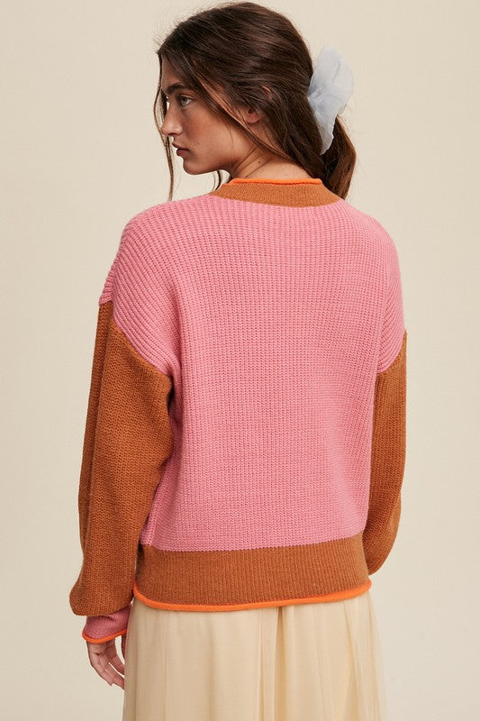 Color Block Ribbed Knit Sweater-Charmful Clothing Boutique