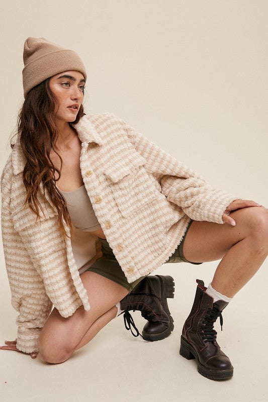Plaid Fleece Shacket-Charmful Clothing Boutique