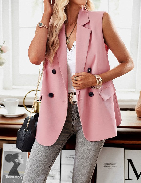 Double breasted blazer vest-Charmful Clothing Boutique