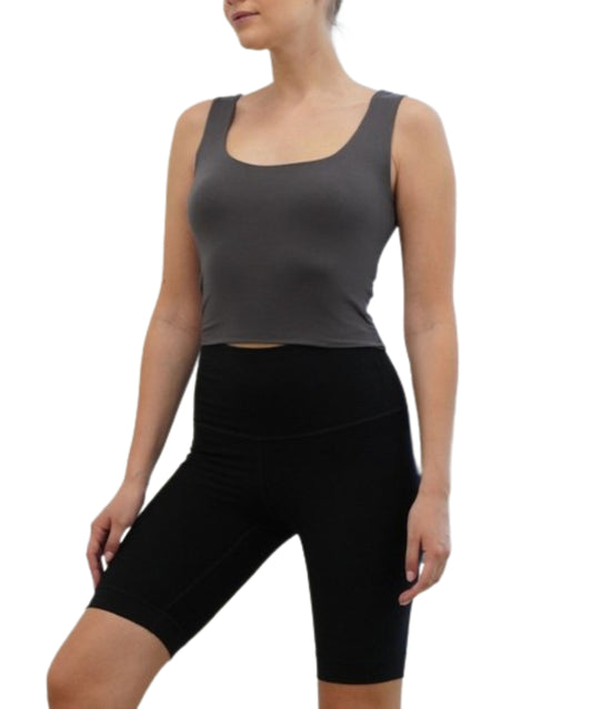 BAMBOO DOUBLE LAYER CROP TANK-Charmful Clothing Boutique