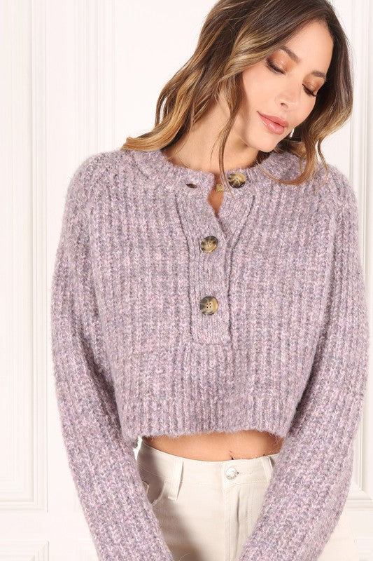 Melange multicolor sweater top-Charmful Clothing Boutique