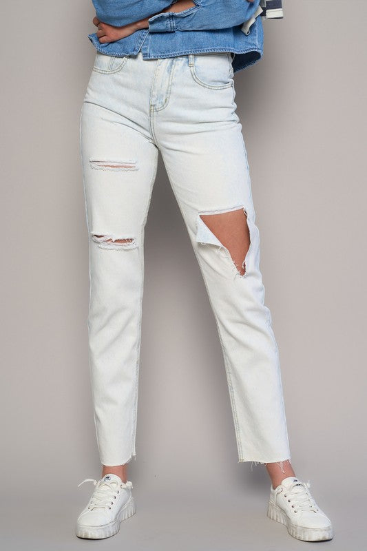 High Waist Ripped Jeans-Charmful Clothing Boutique