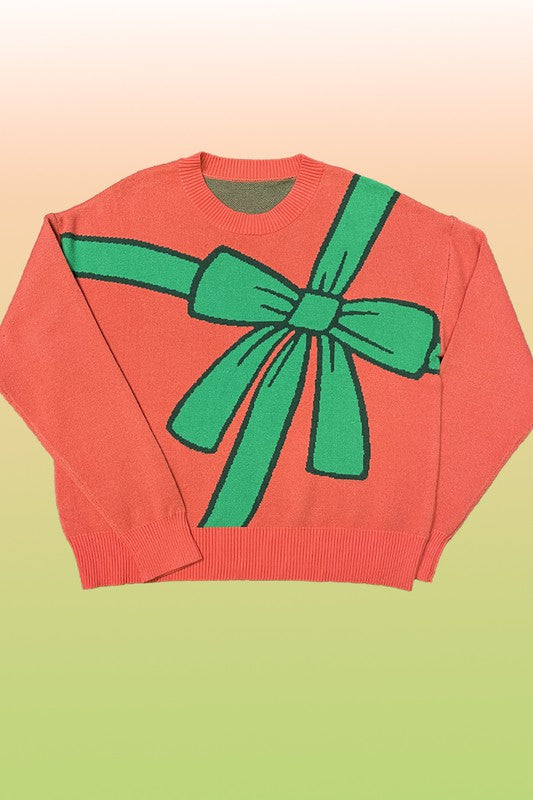 Gift wrap Christmas sweater-Charmful Clothing Boutique