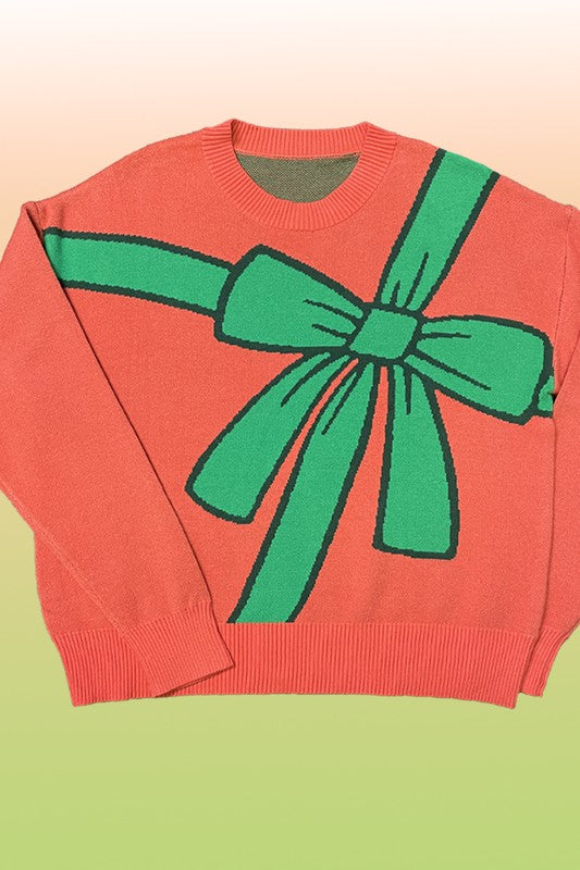 Gift wrap Christmas sweater-Charmful Clothing Boutique