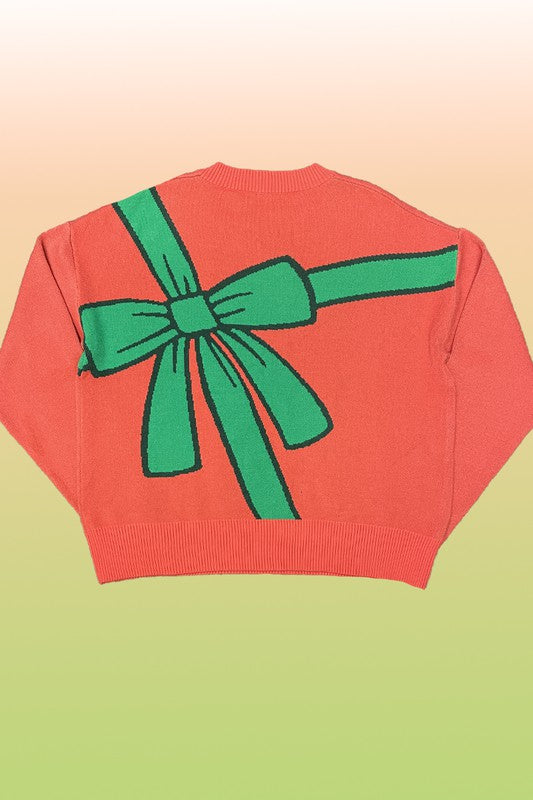 Gift wrap Christmas sweater-Charmful Clothing Boutique