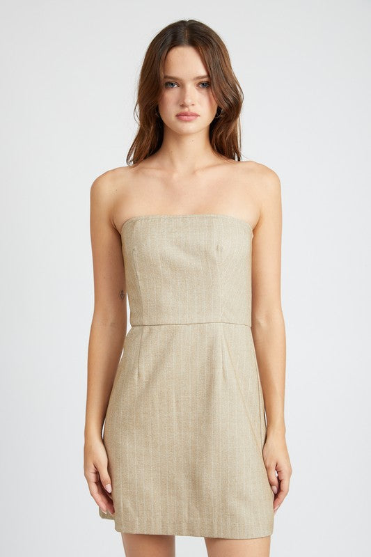 PINSTRIPE TUBE MINI DRESS-Charmful Clothing Boutique