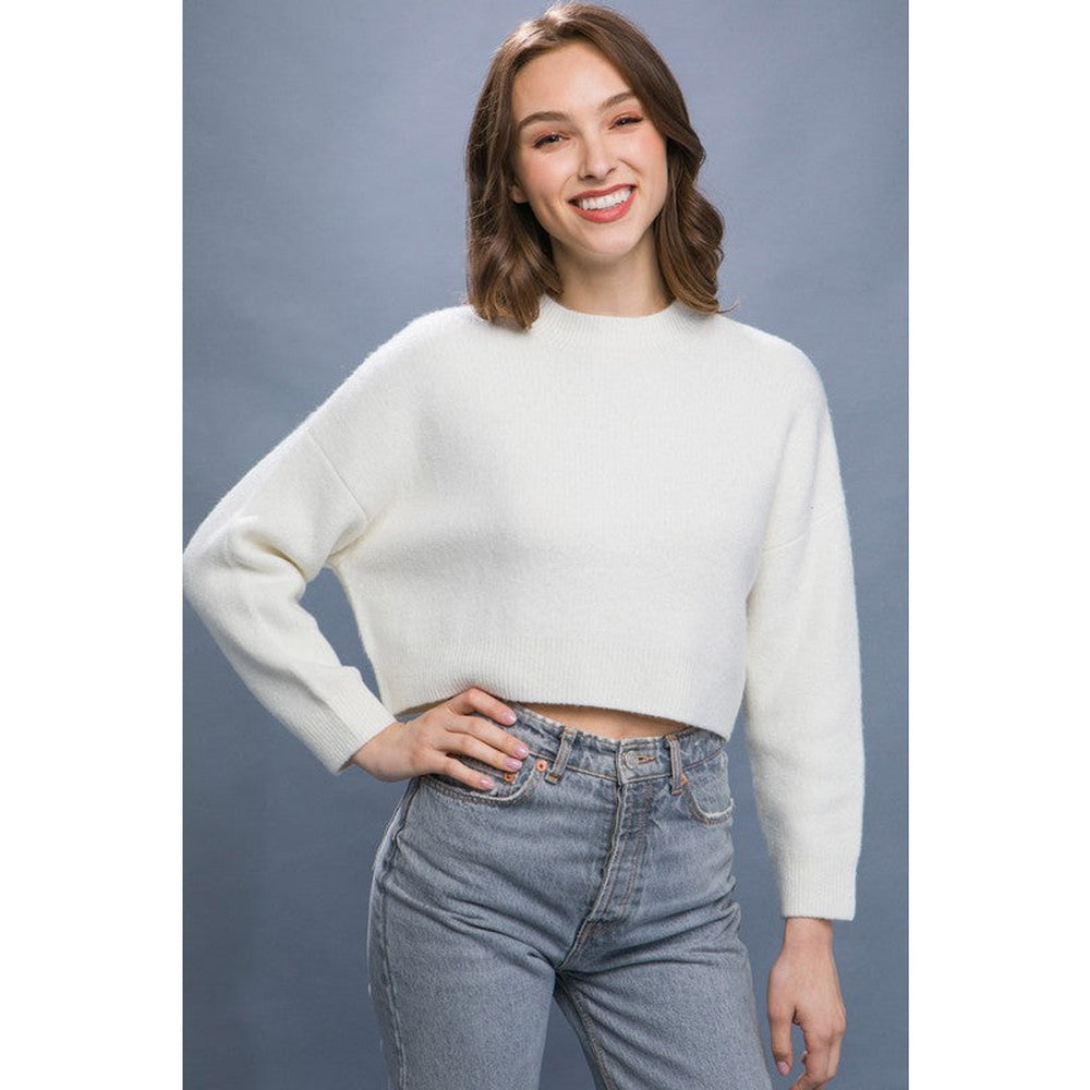 Wool Blend Cropped Sweater Top-Charmful Clothing Boutique