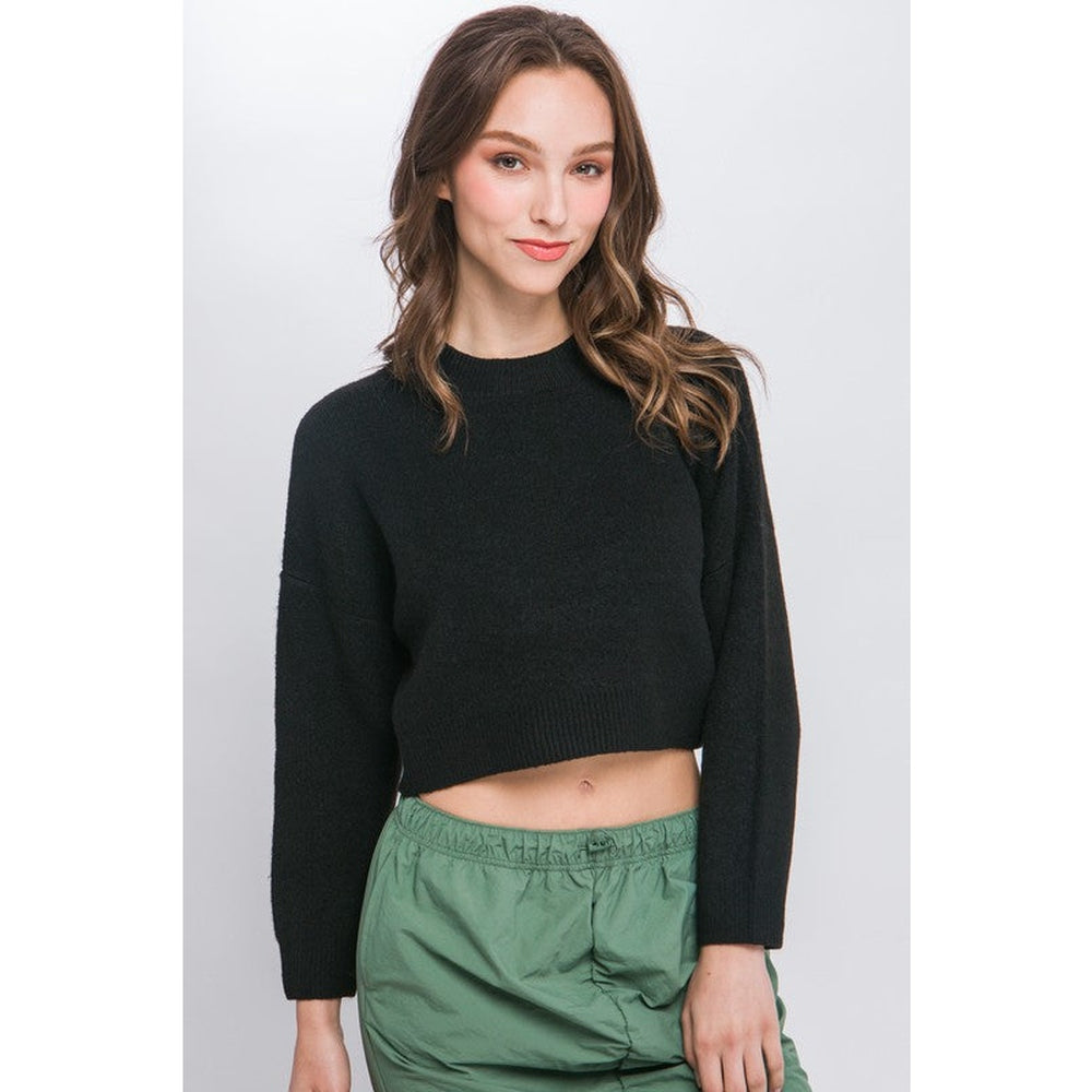 Wool Blend Cropped Sweater Top-Charmful Clothing Boutique