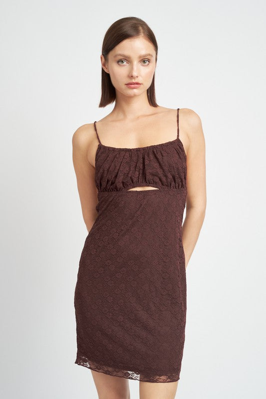 SPAGHETTI STRAP RUCHED BUST MINI DRESS-Charmful Clothing Boutique