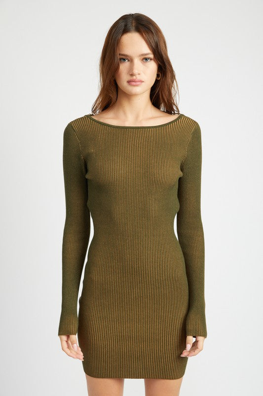 BODYCON MINI DRESS WITH OPEN BACK-Charmful Clothing Boutique