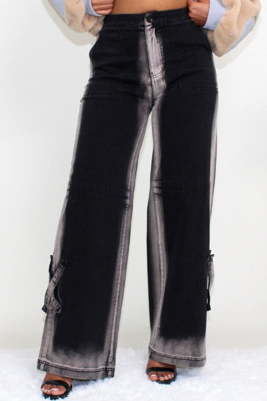 ATHINA BLACK LINE WASHED CASUAL DENIM JEANS-Charmful Clothing Boutique