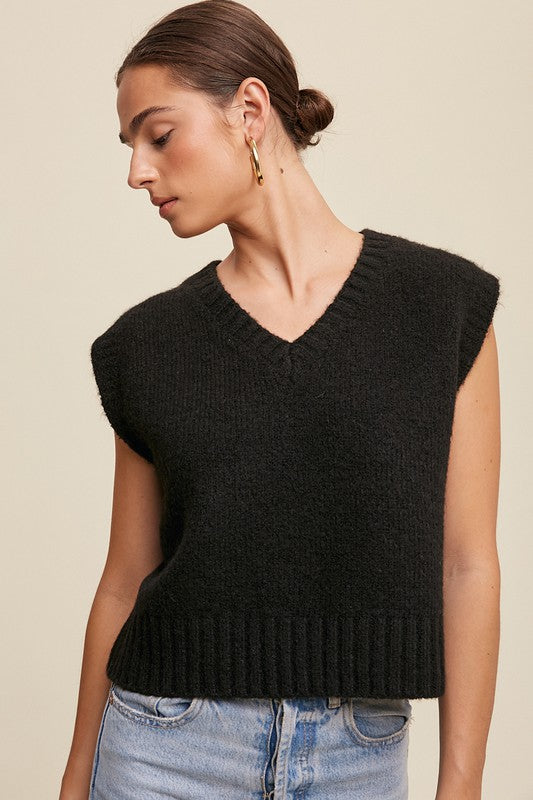 Soft Touch Cropped Knit Vest-Charmful Clothing Boutique