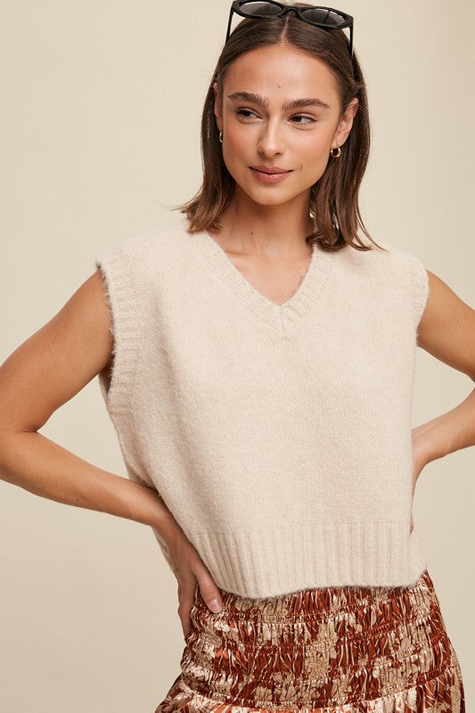 Soft Touch Cropped Knit Vest-Charmful Clothing Boutique