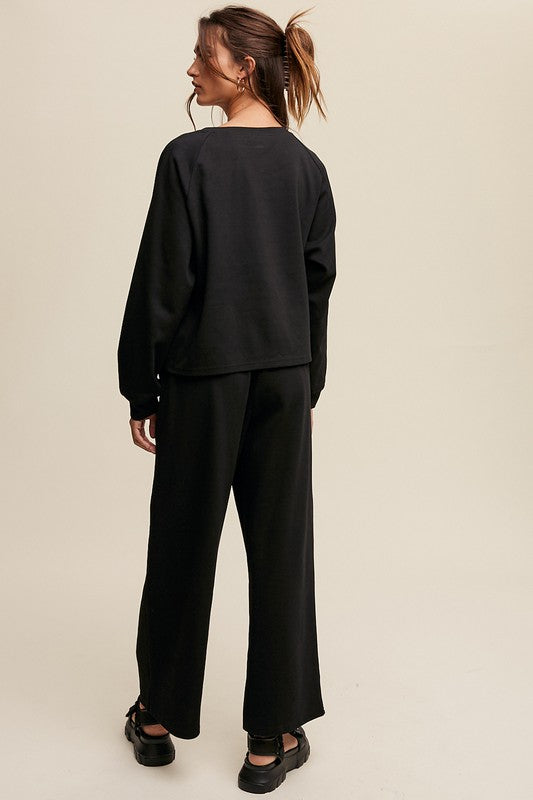 V-neck Sweatshirt and Pants Set-Charmful Clothing Boutique