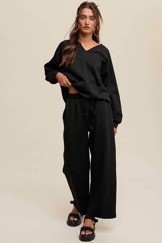 V-neck Sweatshirt and Pants Set-Charmful Clothing Boutique