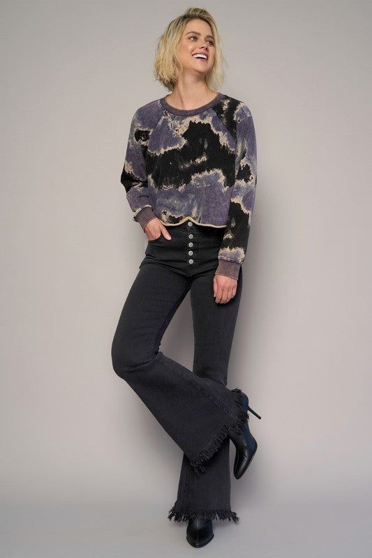 Button Fly Fray Hem Flare Jeans-Charmful Clothing Boutique