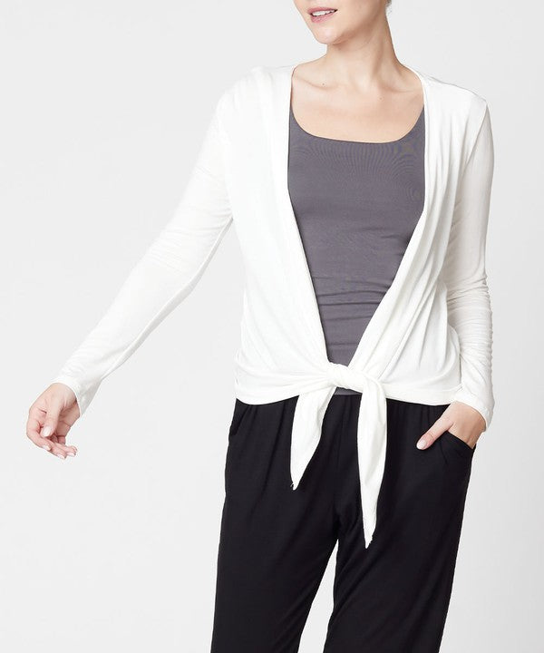 BAMBOO SIMPLE TIE FRONT CARDIGAN-Charmful Clothing Boutique