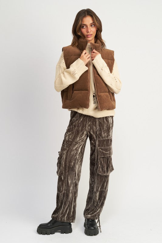 CORDUROY PUFFER VEST-Charmful Clothing Boutique