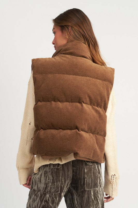 CORDUROY PUFFER VEST-Charmful Clothing Boutique