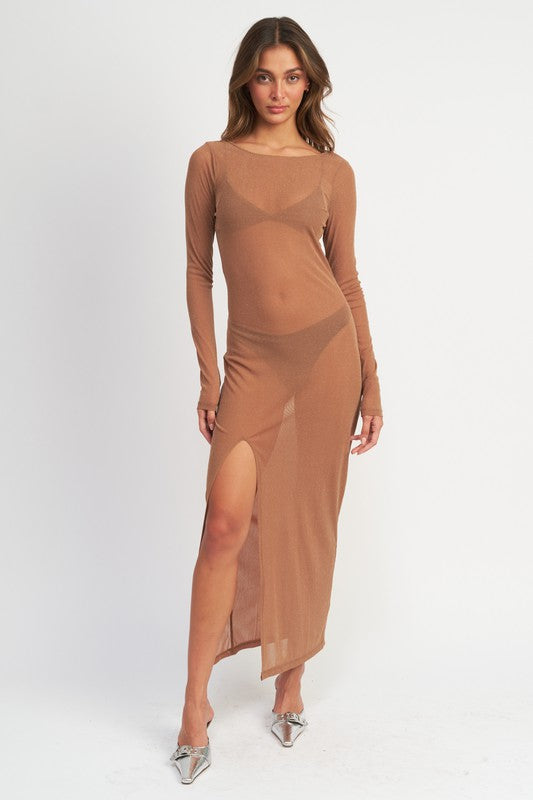 GLITTER MESH MAXI DRESS-Charmful Clothing Boutique