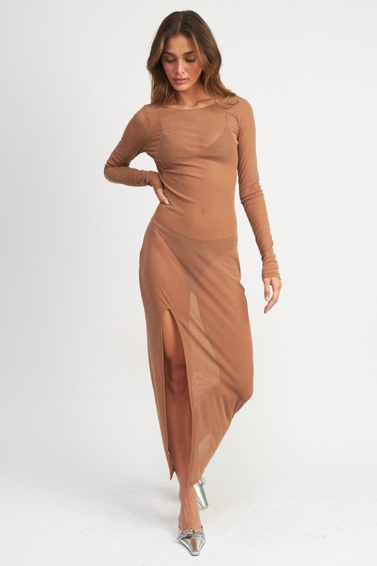 GLITTER MESH MAXI DRESS-Charmful Clothing Boutique