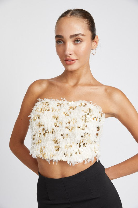 FEATHER TUBE TOP-Charmful Clothing Boutique