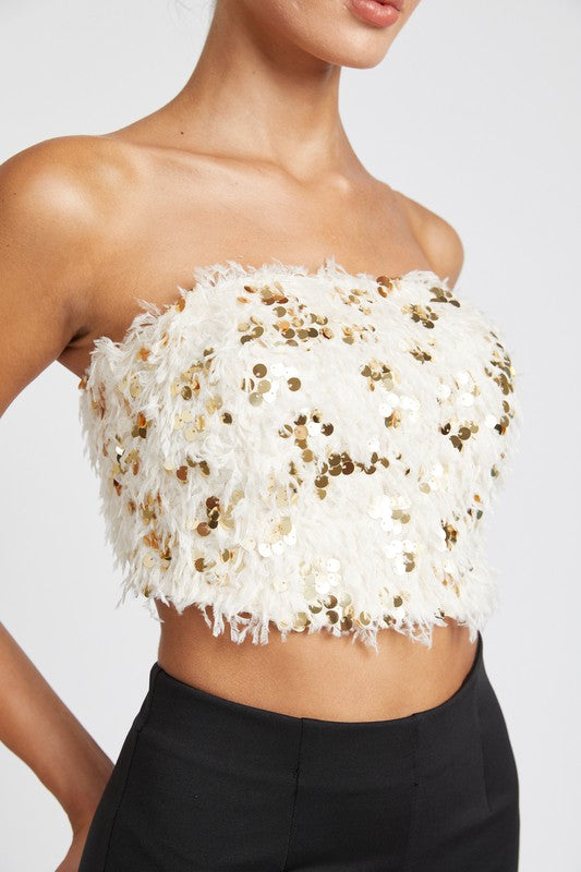 FEATHER TUBE TOP-Charmful Clothing Boutique