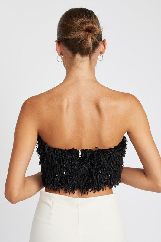 FEATHER TUBE TOP-Charmful Clothing Boutique