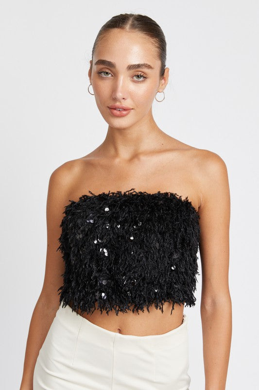 FEATHER TUBE TOP-Charmful Clothing Boutique