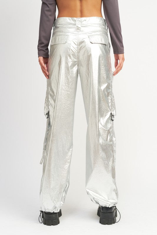 METALLIC CARGO PANTS-Charmful Clothing Boutique