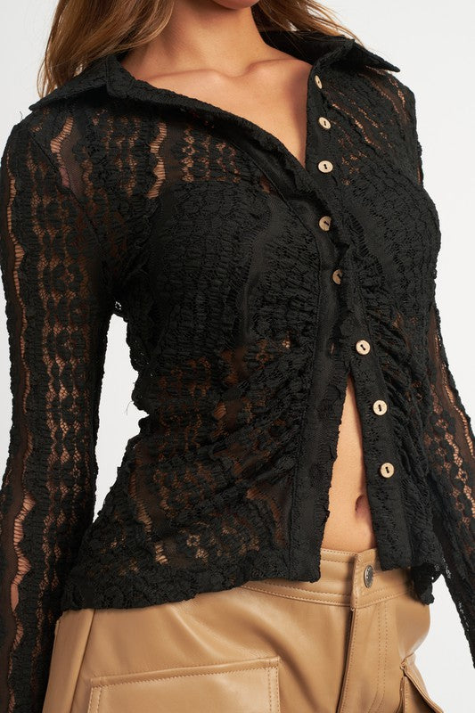 BELL SLEEVE LACE TOP-Charmful Clothing Boutique