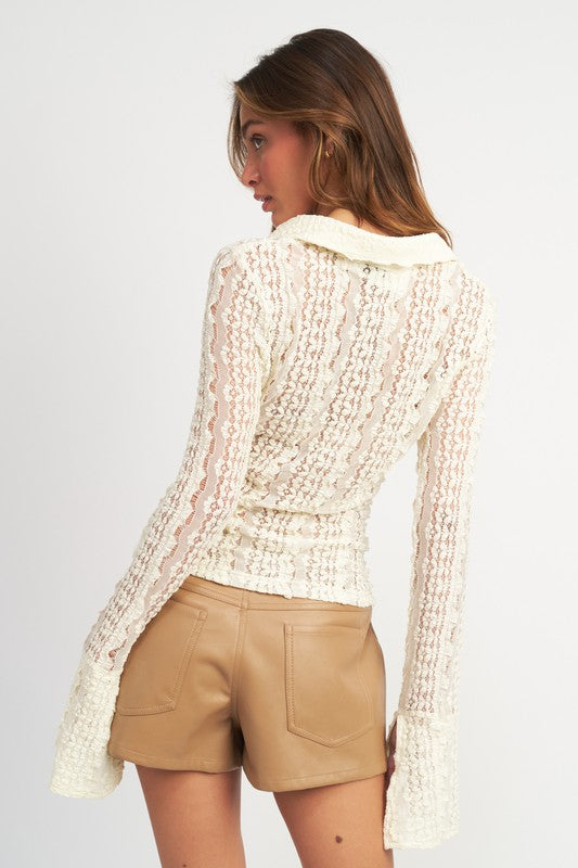 BELL SLEEVE LACE TOP-Charmful Clothing Boutique