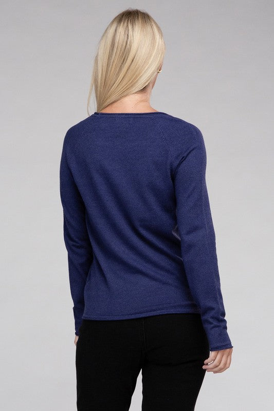 Viscose Round Neck Basic Sweater-Charmful Clothing Boutique