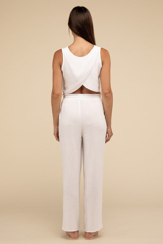 D-Linen Blended Top and Pants Set-Charmful Clothing Boutique