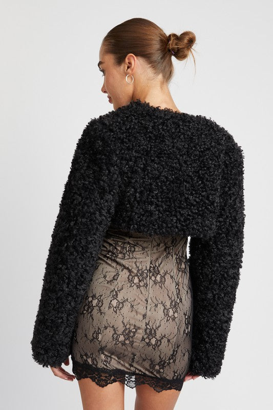 FAUX FUR BOLERO-Charmful Clothing Boutique